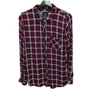 Rails Plaid‎ Button Up Shirt Womens M Red Black White Long Sleeve Front Pocket